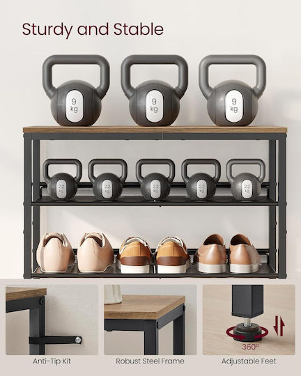 Metal Open Shoe Rack Brown W75 x D30 x H93 cm