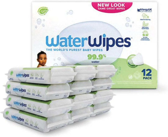 WaterWipes Pampers Baby-Feuchttücher mit 99% Wasser ohne Alkohol & Parabene 12x60 Stück