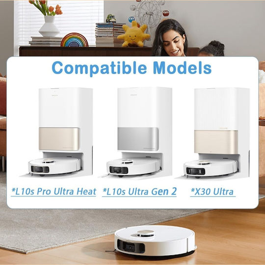 Set de accesorii 24 de piese compatibil cu seria Dreame L10s Ultra Gen 2 L10s Pro Ultra Heat L40 Ultra Ae X30 Ultra Mova E30 Ultra set de consumabile perie principală 6 saci 6 lavete 4 filtre HEPA 6 perii laterale