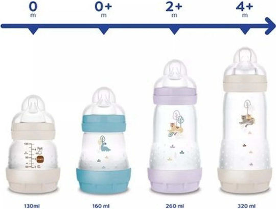 Mam Πλαστικό Μπιμπερό Κατά των Κολικών με Θηλή Σιλικόνης για 0+ μηνών Ροζ 260ml