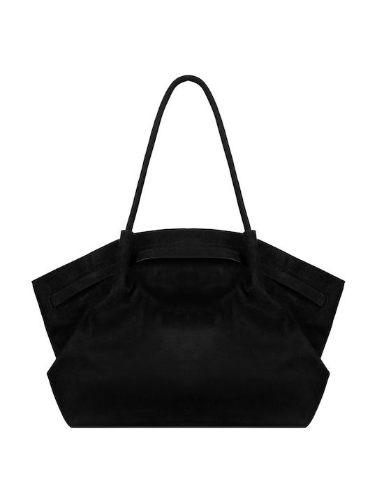 Γυναικεία Tote Τσάντα Suede Μαύρη