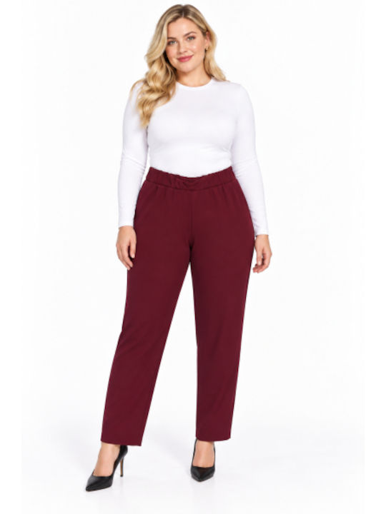 Women's Pantaloons with Rubber Band in Regular Fit Burgundy WH-41010-27TR-BURG