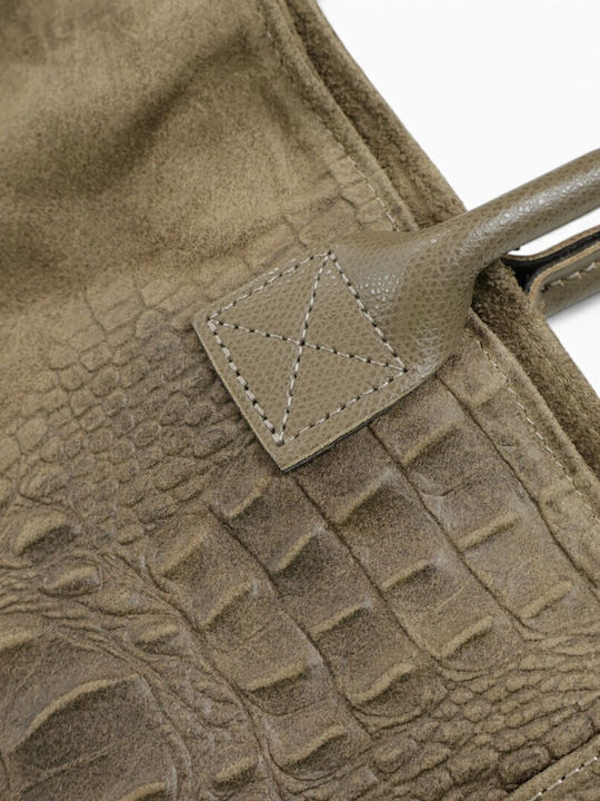 Leather Women's Shopper Bag Suede Dark Taupe