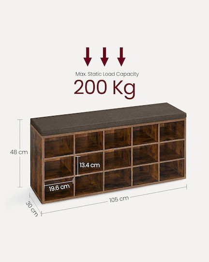 Mobilier Hol cu Pantofar și Bancă Rustic Brown 105x30x48cm