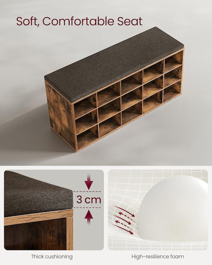 Mobilier Hol cu Pantofar și Bancă Rustic Brown 105x30x48cm