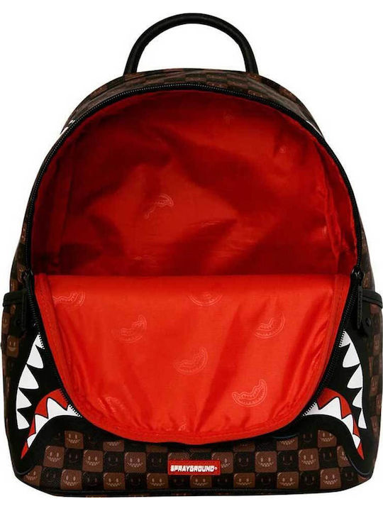 Sprayground School Backpack Junior High-High School Backpack Sharks In Paris WTF Bubble Brown Check Savage