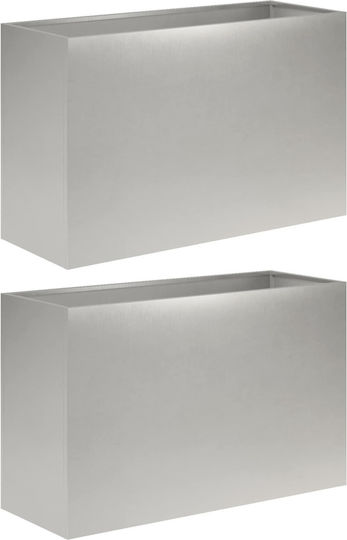 vidaXL Set of 2 Metallic Silver Planter Boxes vidaXL Set of 2 Metallic Silver Planter Boxes