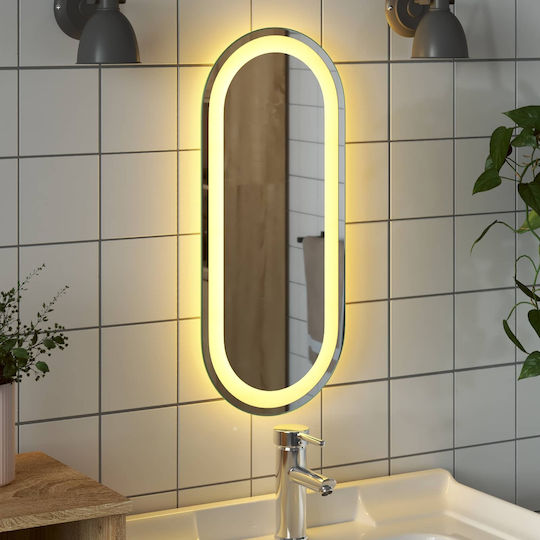vidaXL Oglindă de baie rectangulară LED 60x25cm transparentă