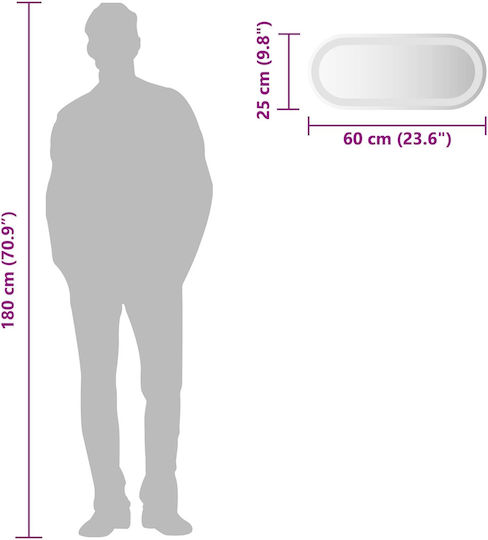 vidaXL Oglindă de baie rectangulară LED 60x25cm transparentă