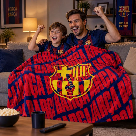 F.C. Barcelona Kinderdecke Marineblau 200x150cm