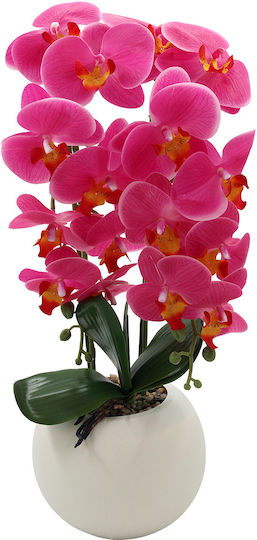 Zusammensetzung Dekorative künstliche Blumen Orchidee Høhe 18x55 aus Fuchsie Kunststoff Topf Keskor 22302-5