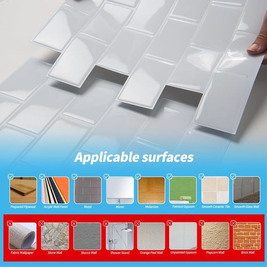 Panouri Decorative 3D Autoadezive / Cu Adeziv Albe 30x30cm 10 Buc