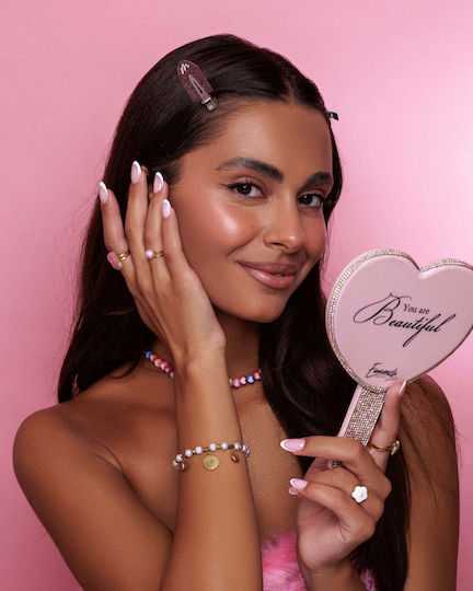 Emmanouela Cosmetics Schminkspiegel Hand You Are Beautiful Rosa