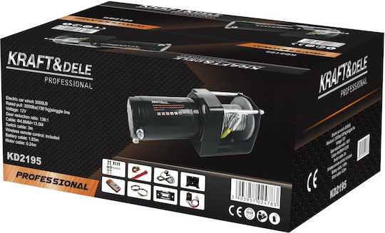 Electric Car Winch 1500w 3000lbs Kd2195