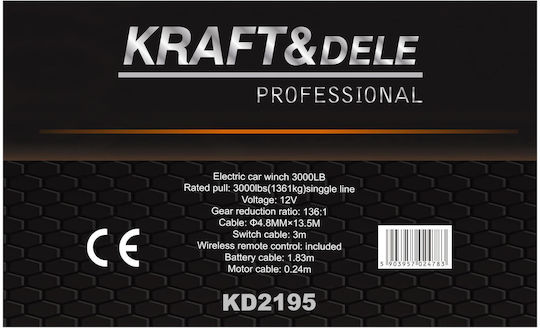 Electric Car Winch 1500w 3000lbs Kd2195