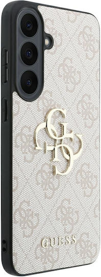Guess Husă din piele cu logo metalic 4G Samsung Galaxy S26 FE Roz