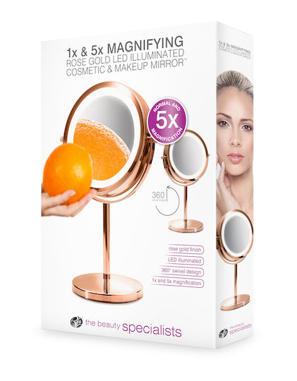 Rio Tisch-Schminkspiegel mit Licht 5 × 5 cm, Rosa