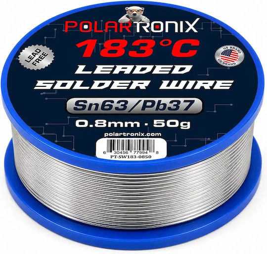 Sârmă de lipit cu miez de colofoniu temperatură medie 183°c Sn63/pb37 0.8mm 50g Polartronix