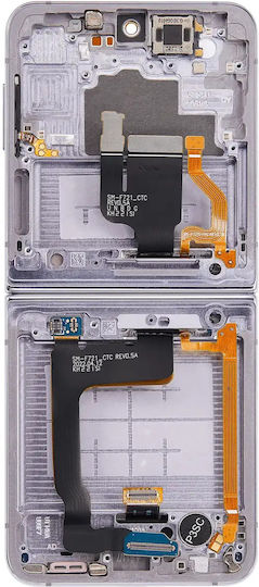 Innen-OLED-Baugruppe mit Rahmen für Samsung Galaxy Z Flip 4 5G US- und Internationale Version Aftermarket Plus Bora Lila