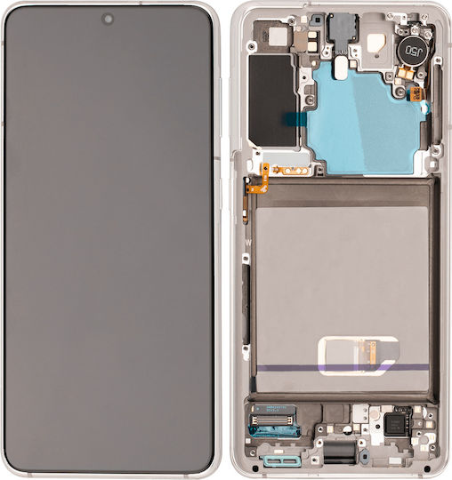 Asamblare OLED cu ramă Samsung Galaxy S21 5g Aftermarket Plus Alb Fantomă