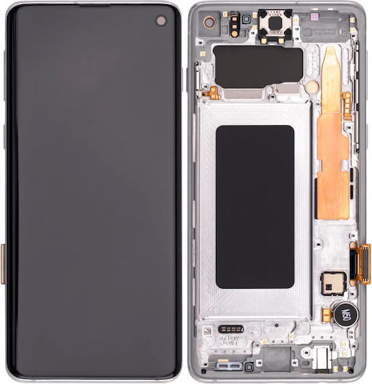 Asamblare OLED cu ramă Samsung Galaxy S10 aftermarket Plus Prism Alb