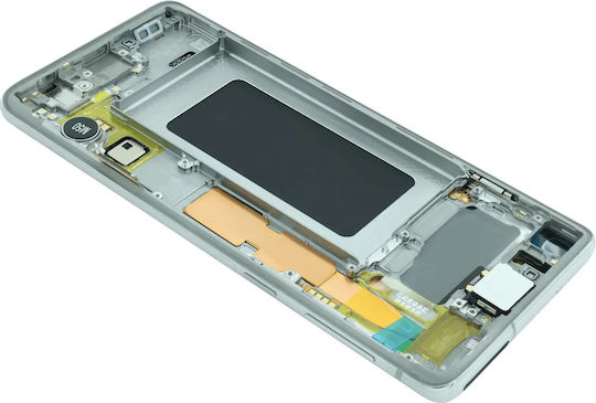 OLED Ersatzbildschirm mit Rahmen Samsung Galaxy S10 Service Pack Prism Silber