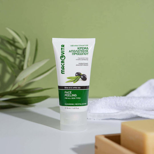 Macrovita Cremă pentru Peeling Față cu Ulei de Măsline și Ceai Alb 50ml