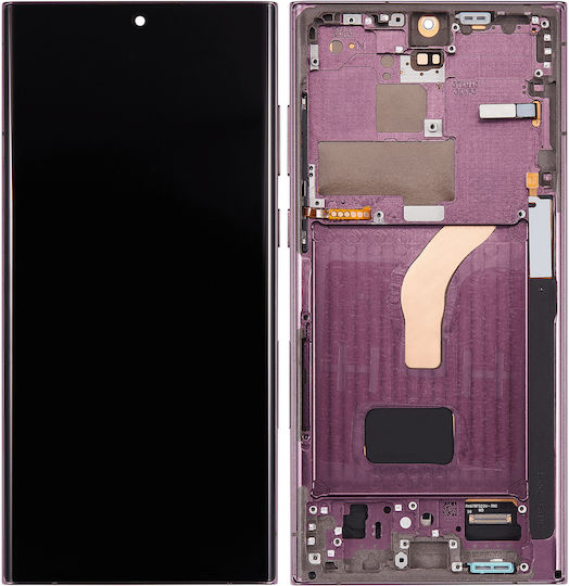 OLED Ersatzbildschirmrahmen Samsung Galaxy S22 Ultra 5G Service Pack Burgunder