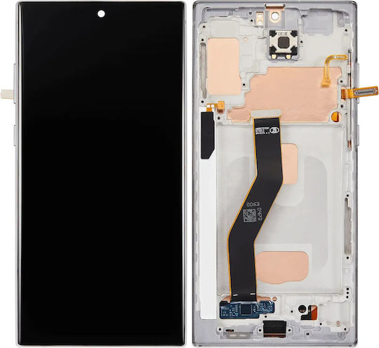 Lcd Assembly Frame Without Fingerprint Sensor Samsung Galaxy Note 10 Plus Aftermarket Plus Incell Aura White