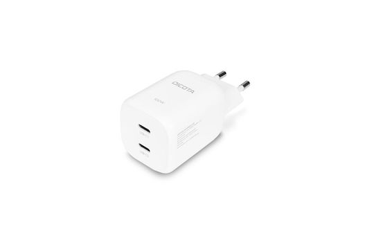 Dicota Зарядно Устройство Без Кабел GaN с 2 USB-C Порта 100 W Power Delivery Бяло (D32186)