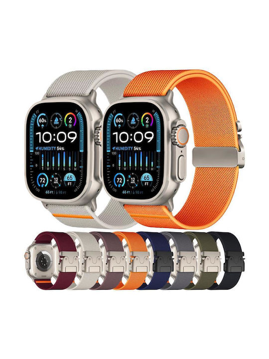 Apple Watch 42 44 45 46 49mm Xdfind Парашутна Каишка Еластичен Нейлон Виненочервен