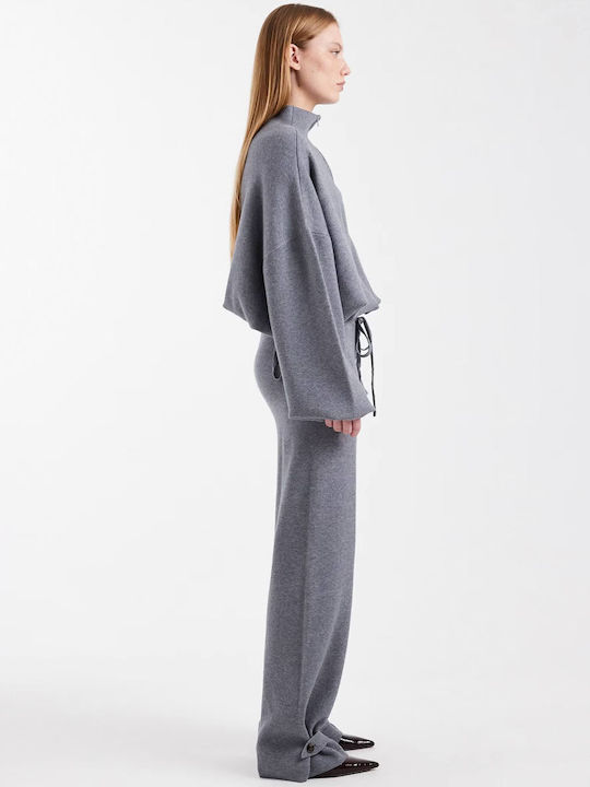 Damen Crop Pullover Grau