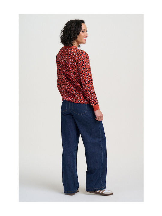 Damen Bluse Tierdruck Rost