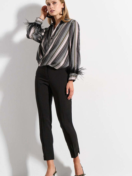 Damen Bluse Gestreift Schwarze