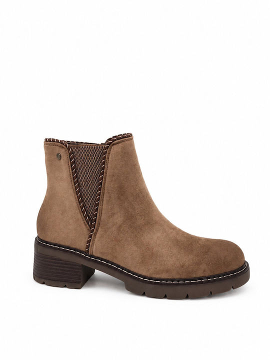 Suede Damen Chelsea-Stiefel Khaki