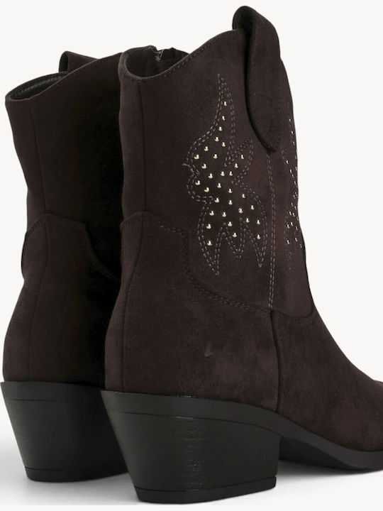 Ghete Dama Cowboy De Catifea Maro Cu Trousers