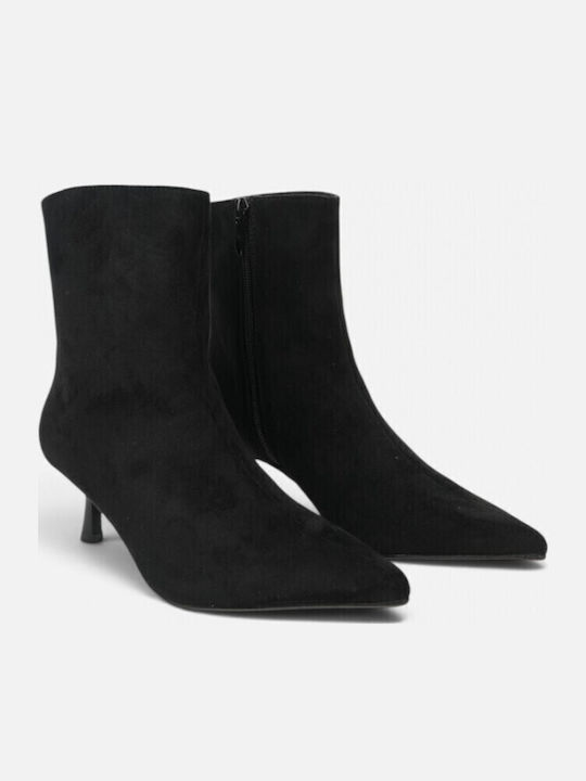 Ghete Dama Ankle Boots De Catifea Negru