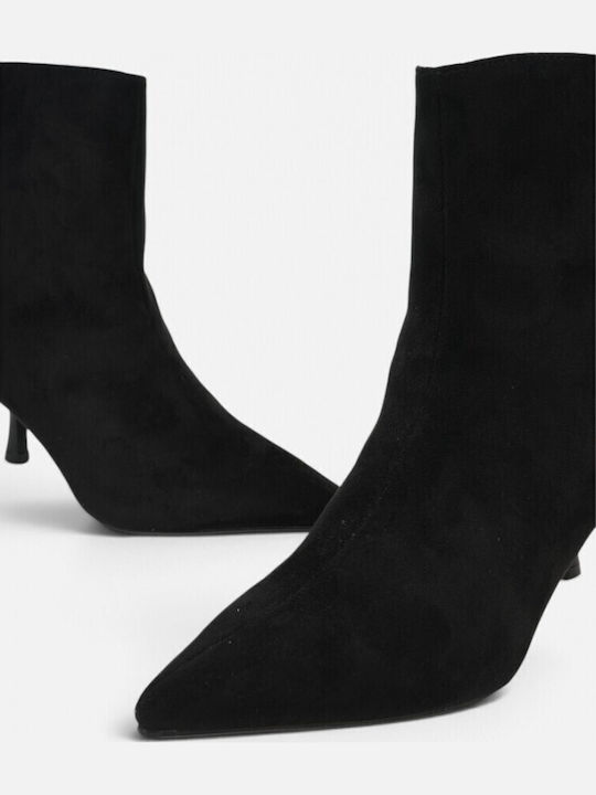 Ghete Dama Ankle Boots De Catifea Negru