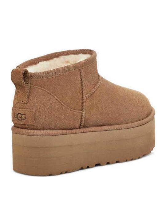 Classic Ultra Mini Platform Suede Women's Ankle Boots Brown