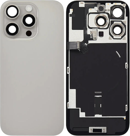 Back Glass W Magsafe Magnet & Nfc & Flashlight Flex Iphone 16 Pro No Logo Aftermarket Natural Titanium