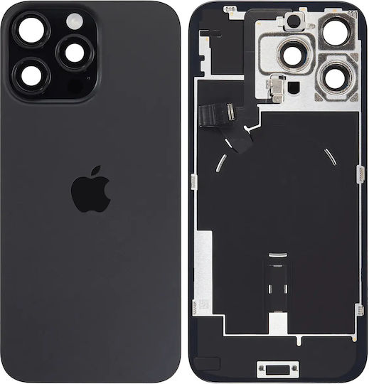 Задно Стъкло С Magsafe Магнит И Nfc И Фенерче Флекс iPhone 16 Pro Max Сервизен Пак Черен Титан