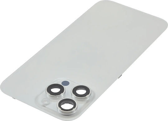 Back Glass W Magsafe Magnet & Nfc & Flashlight Flex Iphone 16 Pro Max No Logo Aftermarket White Titanium