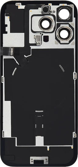 Back Glass W Magsafe Magnet & Nfc & Flashlight Flex Iphone 16 Pro Max No Logo Aftermarket Black Titanium