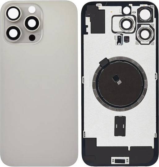 Back Glass W Magsafe Magnet Iphone 16 Pro Max No Logo Aftermarket Natural Titanium