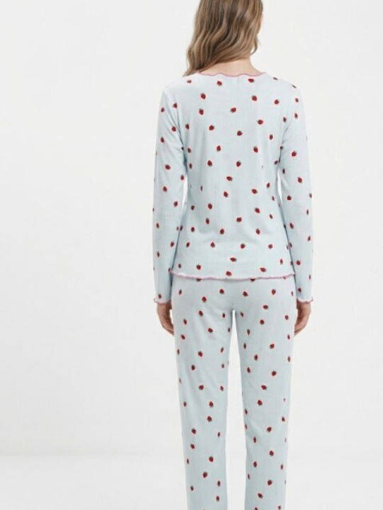 Soccus Soccus Damen Schlafanzug & Pyjamas Winter Hellblau
