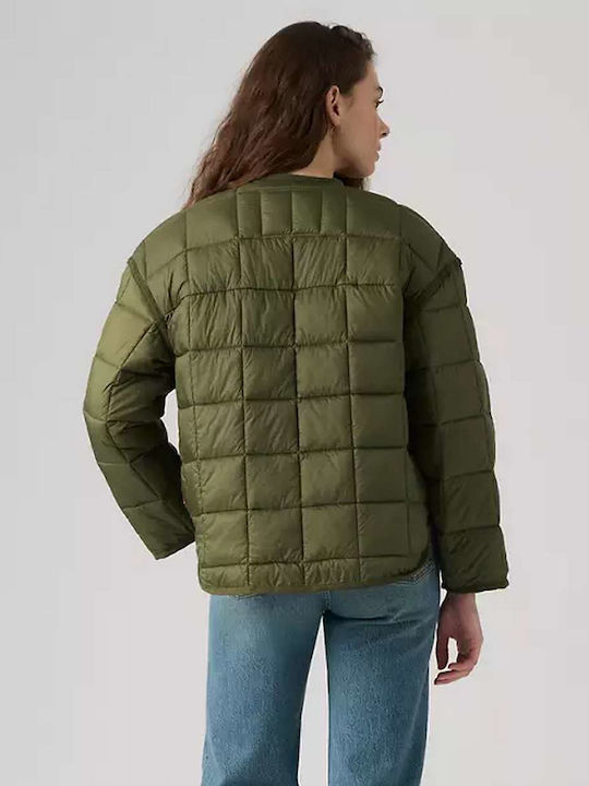 Langes Damen Puffer Jacken für Winter Olive Night