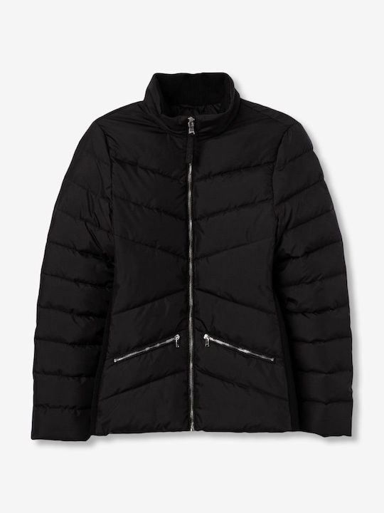 Късо Дамско Puffer Якето за Зима Черно