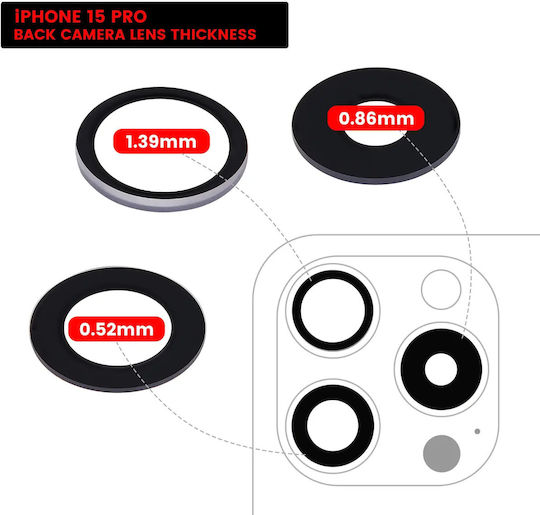 Back Camera Lens Glass Only Adhesive Iphone 15 Pro 3 Piece Set Aftermarket Plus