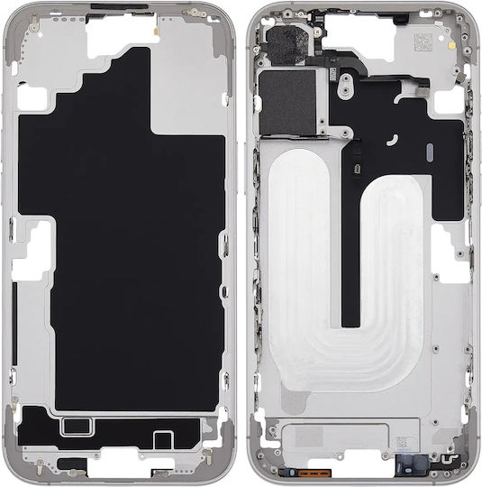 Mid-frame Housing Power Volume Button Iphone 16 Plus Us Version Aftermarket Plus White