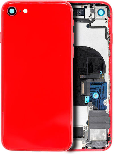 Back Housing Small Components Pre-installed Iphone 8 No Logo Aftermarket Plus Red